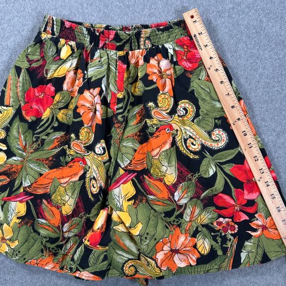 Vintage Connections Tropical Bird High Rise Shorts Women's Large 16/18 Elastic - Picture 3 of 7